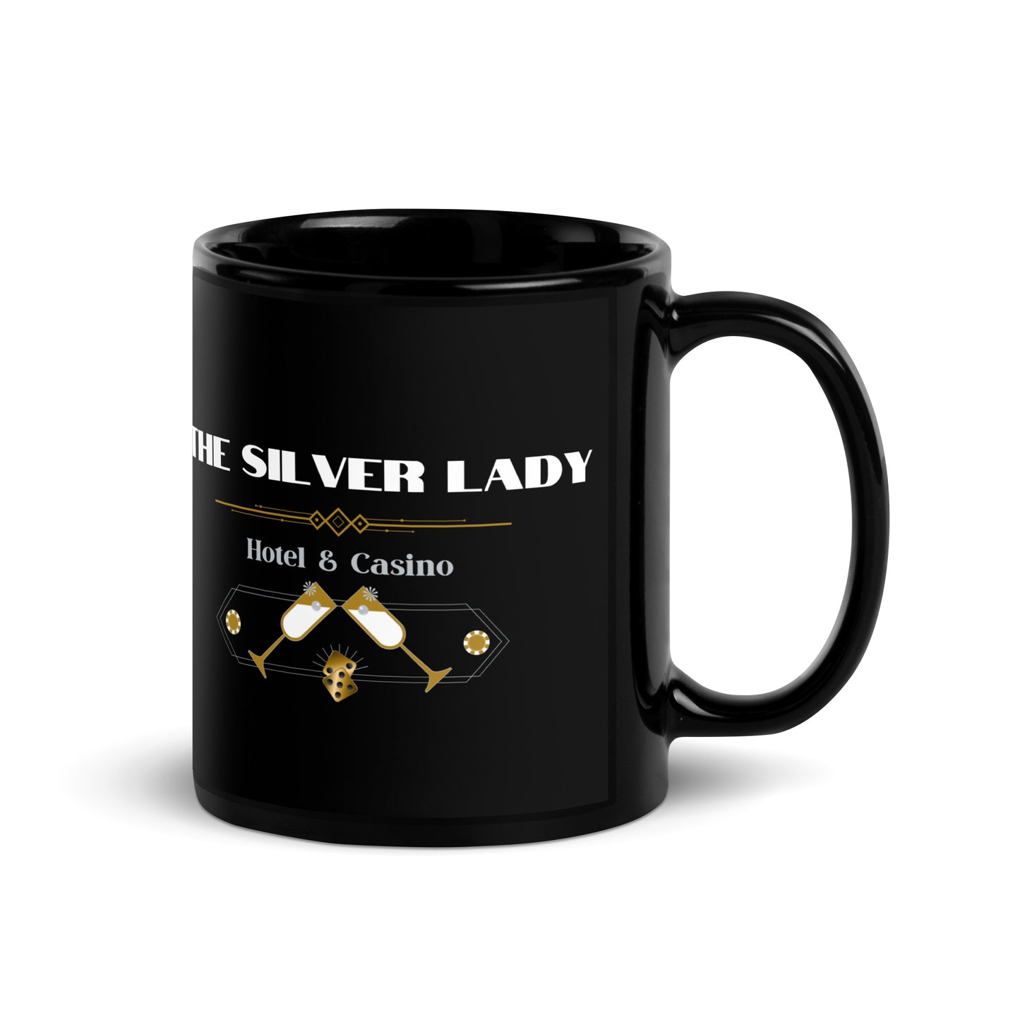 THE SILVER LADY Hotel & Casino SHARED WORLDS Black Glossy Mug - WRITING SHARED WORLDS WMG Publishing